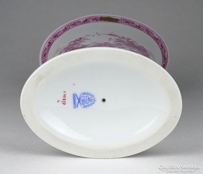 1H673 Indiai kosaras lila Herendi porcelán váza 18.5 cm