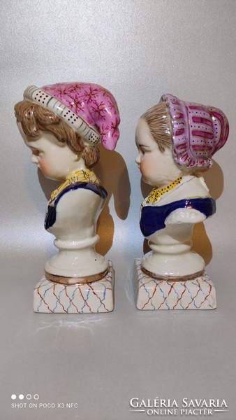 Vintage staffordshire bourbon children porcelain bust sculpture couple