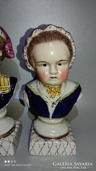 Vintage staffordshire bourbon children porcelain bust sculpture couple
