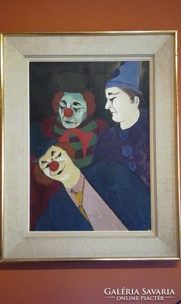 Gil frichernany. Clowns. 73X54 cm. Cardboard tempera