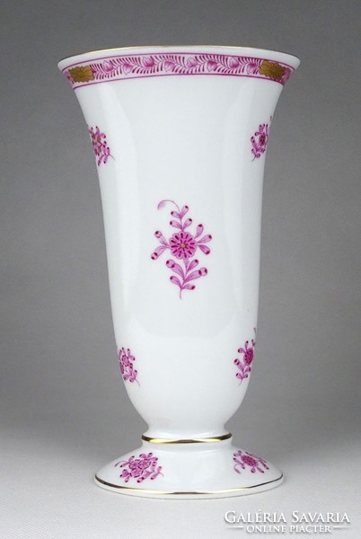 1H673 Indiai kosaras lila Herendi porcelán váza 18.5 cm