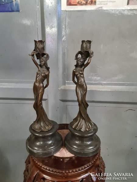 Art Nouveau -art nouveau woman shaped bronze candlestick