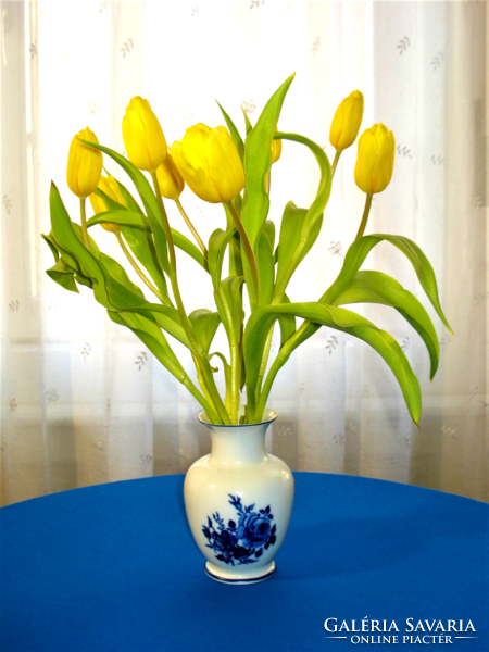 Régi, kobaltkék virágmintás váza /Hollóháza/