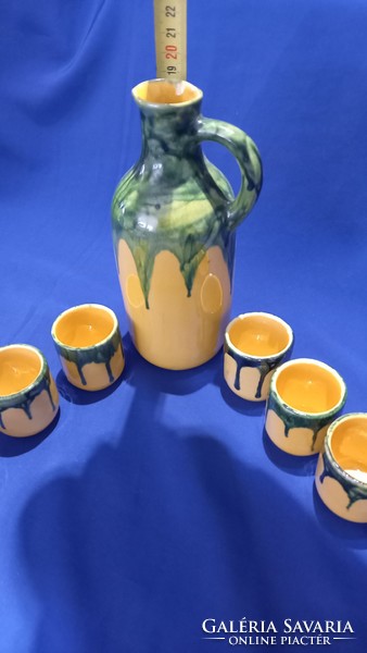 Yellow and green glazed pottery company in Magyarszombatfai, small drink set