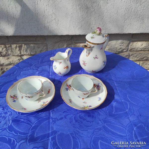 Meissen set, coffee mocha, tea, sword hard, floral pattern set