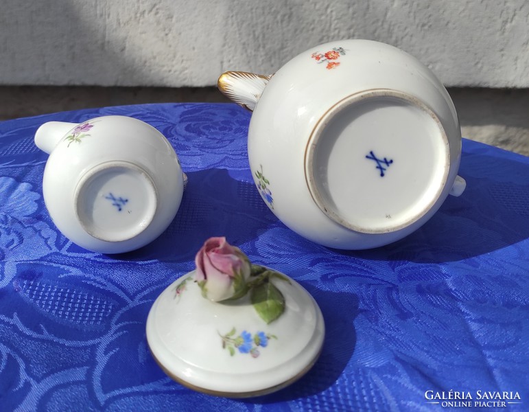 Meissen set, coffee mocha, tea, sword hard, floral pattern set