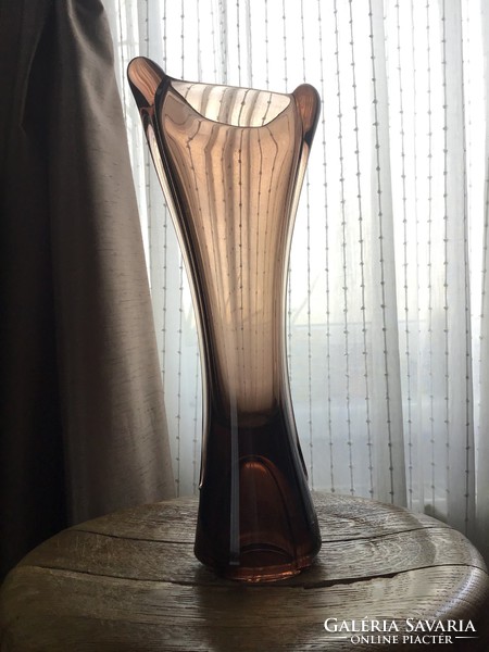 Old murano crystal smoke colored glass vase