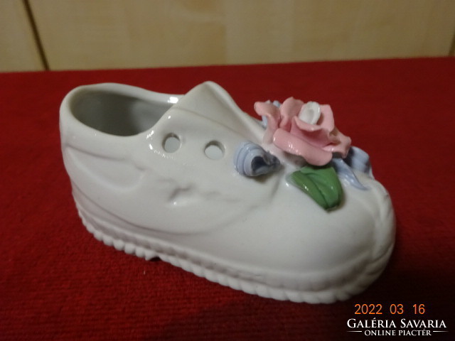 German porcelain sneakers with rose pattern, length 10 cm. He has! Jókai.