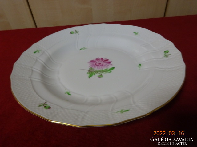 Herend porcelain deep plate with pink flowers, six pieces for sale. Diam. 25.5 Cm. Jókai.
