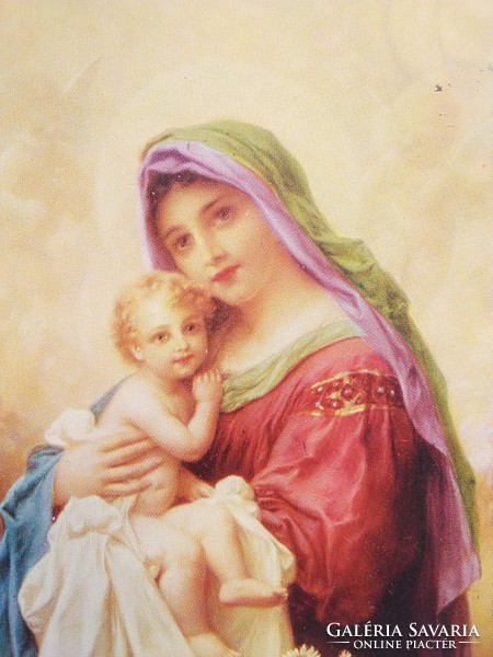 Régi vallási képeslap/szentkép Szűz Mária a kisdeddel 1912