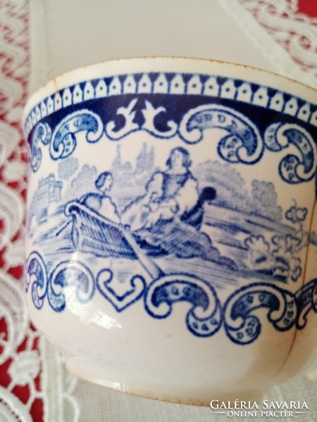 Antique 19th century petrus regout maastricht castillo blue - white Dutch porcelain tea cup mug