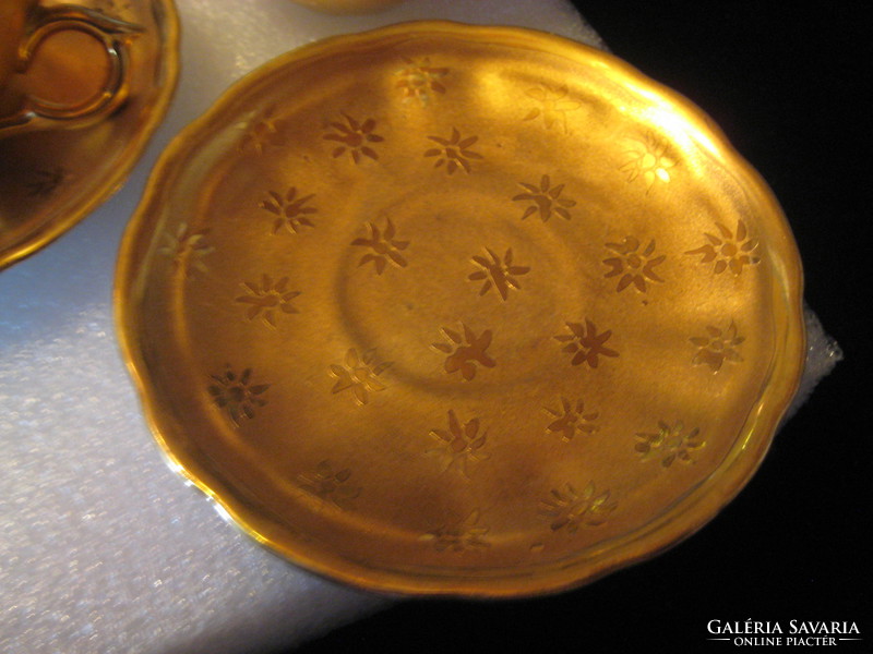 Meissen mocha cups on a small eichwald plate with beautiful deep gilding