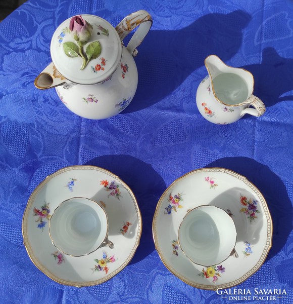 Meissen set, coffee mocha, tea, sword hard, floral pattern set