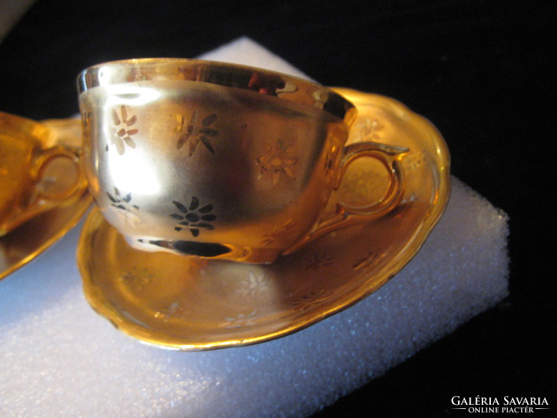 Meissen mocha cups on a small eichwald plate with beautiful deep gilding