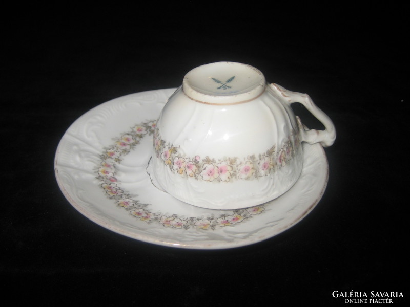 Beautiful, delicate, antique mocha cup 10.6 cm + base 16 cm marked