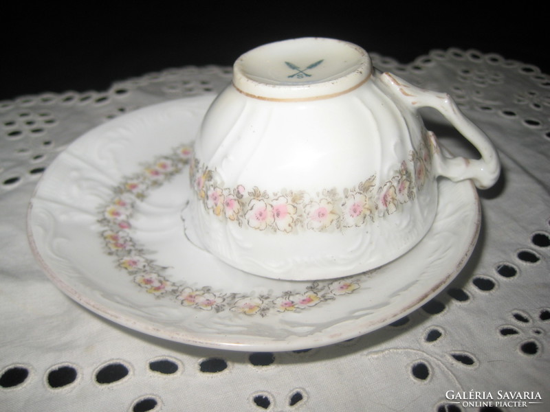 Beautiful, delicate, antique mocha cup 10.6 cm + base 16 cm marked