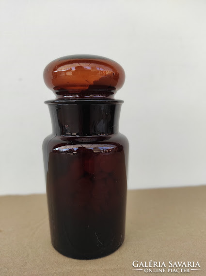 Antique doctor medicine pharmacy jar with glass with inscription 5130