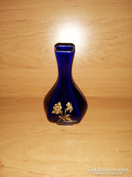 Hollóházi porcelán kobalt kék váza 12 cm  (z-5)