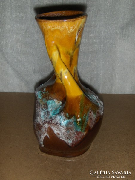 Ritka iparművész kétfülű mázas kerámia váza 26 cm (3/d)