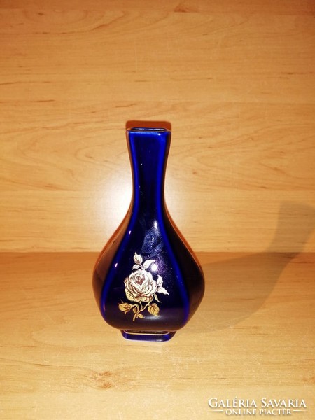 Hollóház porcelain cobalt blue vase 12 cm (z-5)