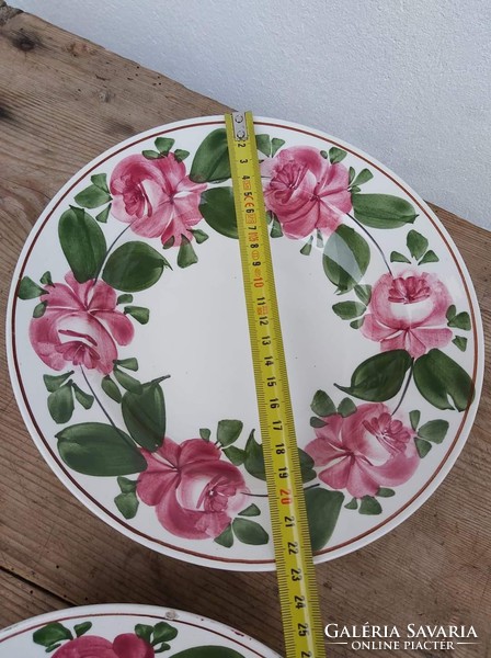 Beautiful granite floral rose wall plate paired with collector nostalgia pieces of peasant village