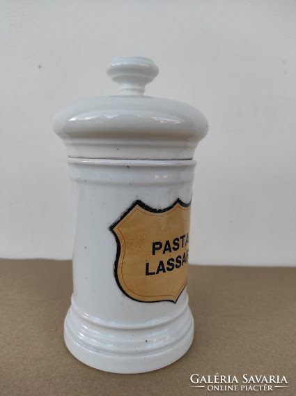 Antique doctor medicine pharmacy jar with white porcelain glued paper inscription 5137