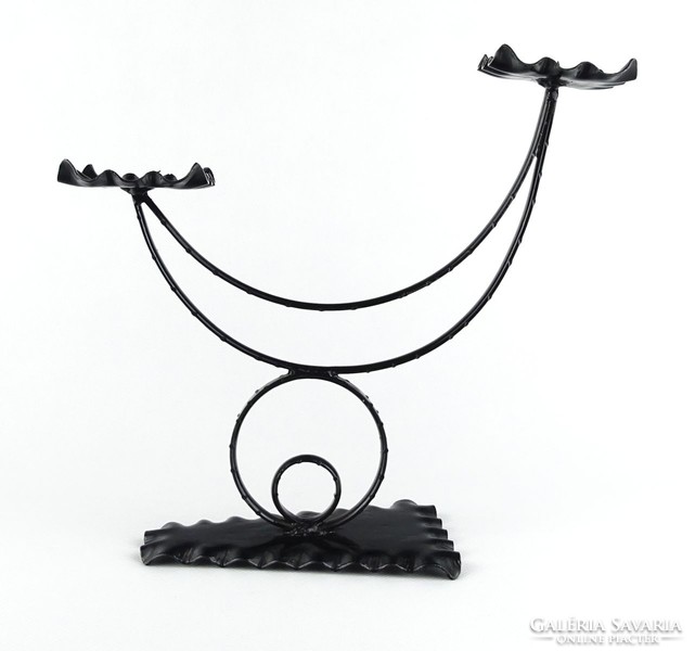 1H969 old two-position rooster shape wrought iron candle holder