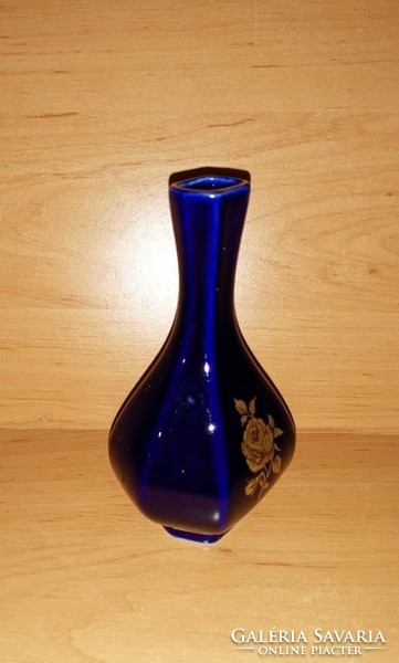 Hollóházi porcelán kobalt kék váza 12 cm  (z-5)