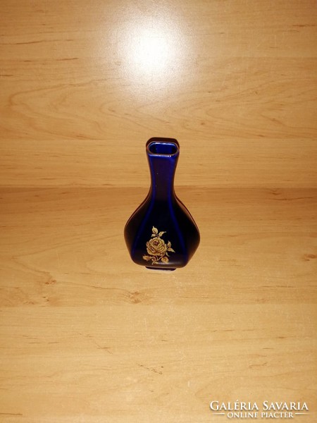 Hollóház porcelain cobalt blue vase 12 cm (z-5)