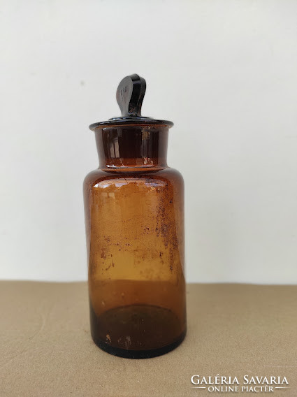 Antique doctor medicine pharmacy jar with glued paper inscription 5132