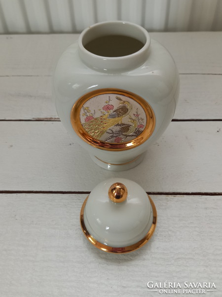 Csodás japán Chokin porcelán urnaváza_fedeles váza_24 karátos aranyozással