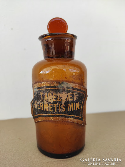 Antique doctor medicine pharmacy jar with glued paper inscription 5131