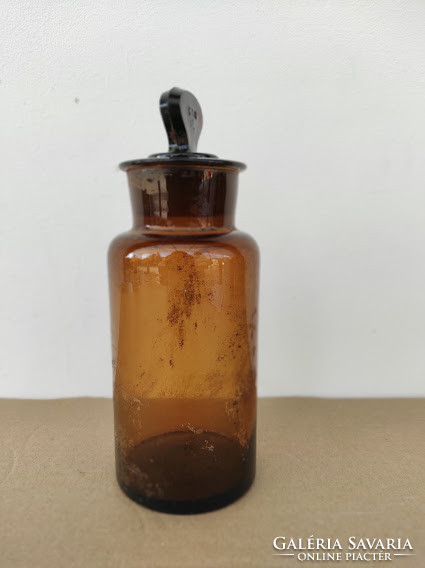 Antique doctor medicine pharmacy jar with glued paper inscription 5132
