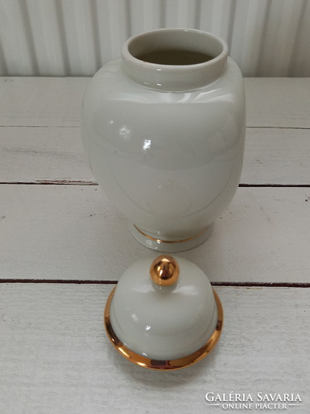 Csodás japán Chokin porcelán urnaváza_fedeles váza_24 karátos aranyozással