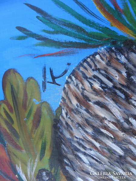 Hedgehog family - painting - oil / canvas - marked