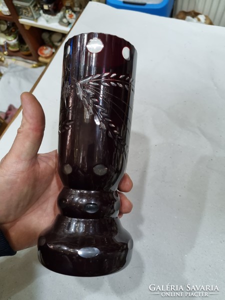 Burgundy crystal vase