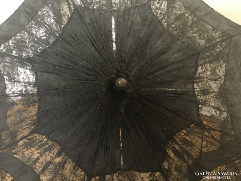 Antik fekete csipkés napernyő - hibás