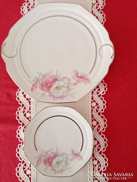Old 1+10-piece marked French porcelain cake set