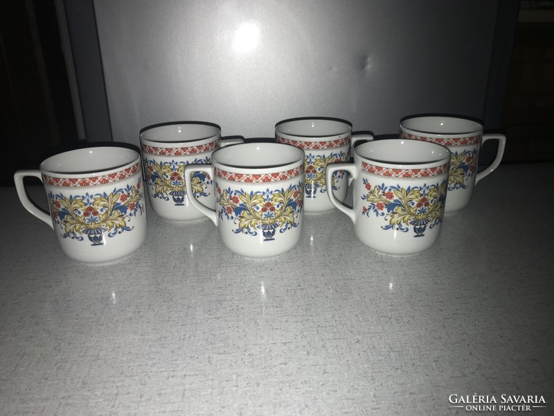 6 db régi retro csehszlovák porcelán csésze gazdagon díszített csésze szett készlet