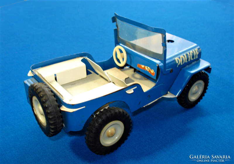 Retro Wind Up Police Jeep Record Player (ites, early 1970s)
