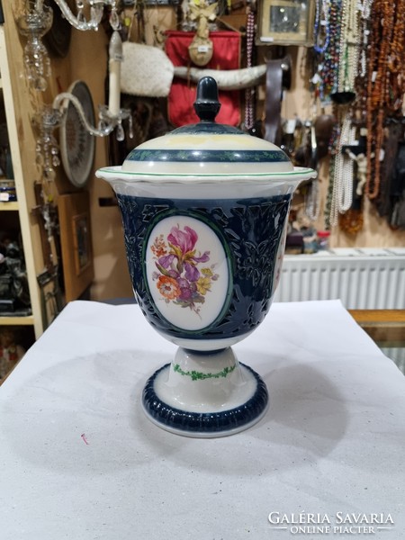 Old German porcelain vase with lid