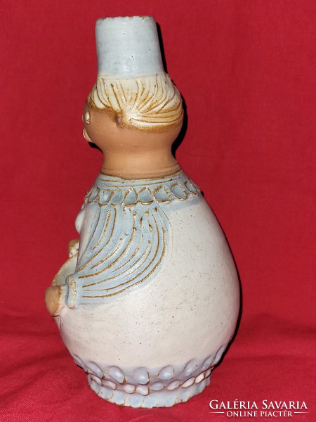 Ilona Kiss rose (1920-2010): figural vase, glazed pottery, hand-painted, marked, flawless