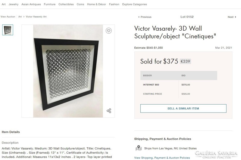 Victor Vasarely 3D kinetikus képe 1973, VII. számű darab