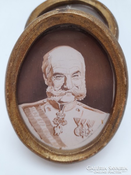 Ferenc József és Kossuth Lajos (?) festett mini portrék 4 db