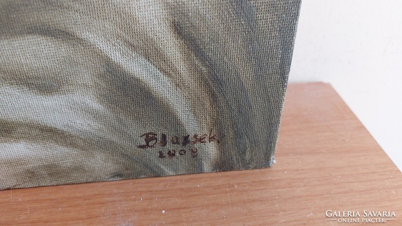 (K) signed painting 50x60 cm blazes