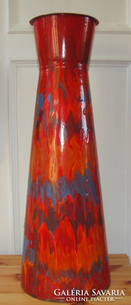 Retro enameled plate floor vase 55 cm high, design element