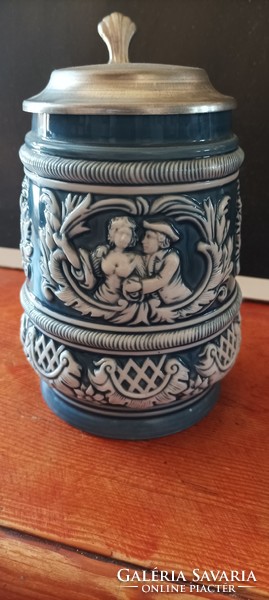 Porcelain jug with tin lid