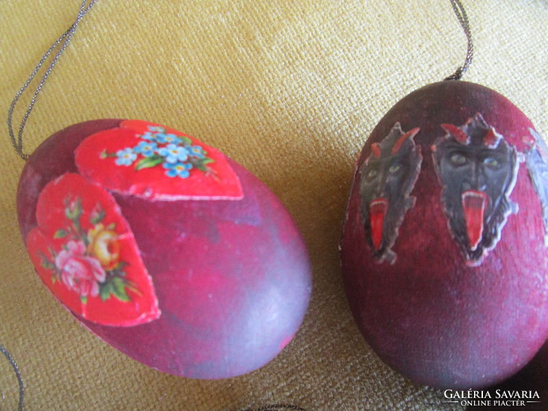 Exclusive set of old Easter eggs decorated with wooden stickers 6 rare decorations