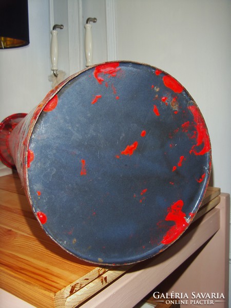 Retro , zománcozott lemez padlóváza 55 cm magas, design elem