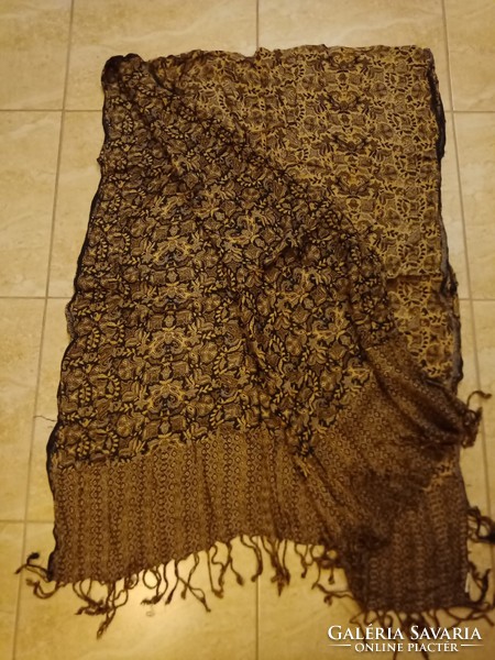 Large, brown and beige, beautiful patterned scarf and shawl